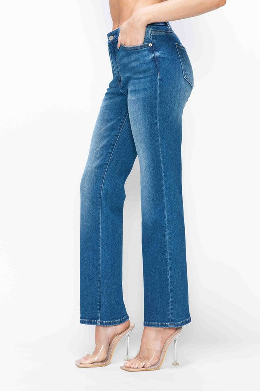 bytos Full Size Cat's Whiskers High Rise Straight Jeans | Hanalas