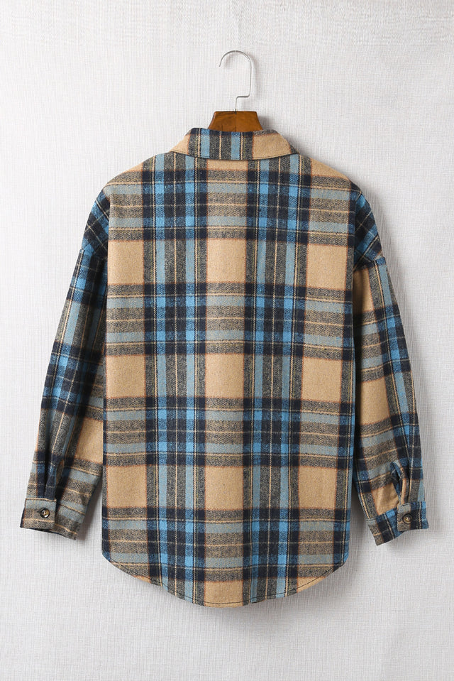 Plaid Collared Neck Long Sleeve Shirt | Hanalas