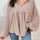 Corded Johnny Collar Long Sleeve Babydoll Blouse | Hanalas