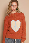 POL Cable-Knit Peace Patch Dropped Shoulder Sweater | Hanalas