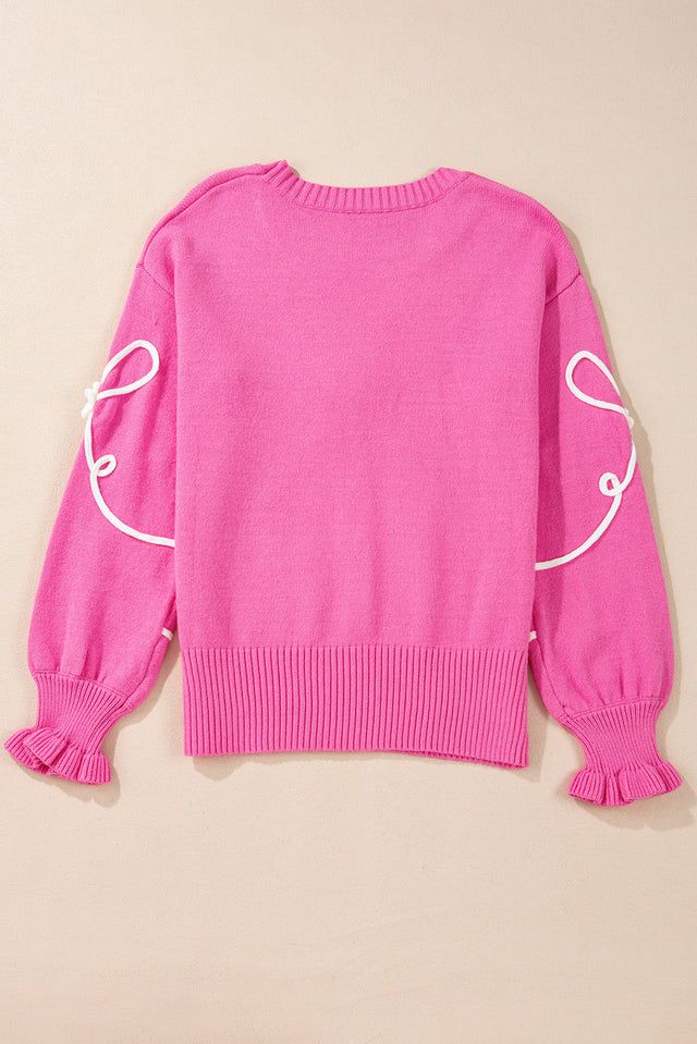 Bow Round Neck Dropped Shoulder Sweater Trendsi Hanalas