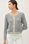 Be Cool Cable Knit Long Sleeve Contrast Edge Cardigan Trendsi Hanalas