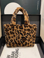 Leopard Fluff Handbag with Zip | Hanalas