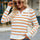 Striped Johnny Collar Long Sleeve Sweater | Hanalas