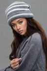 Fuzzy Contrast Striped Thermal Hat | Hanalas