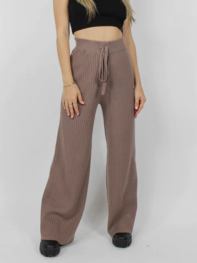 Ribbed Wide Leg Sweater Pants | Hanalas