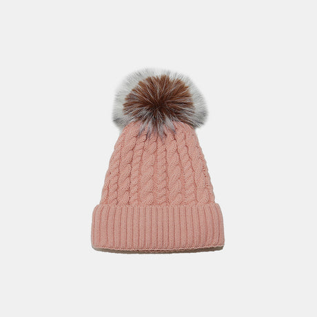 Cable Knit Winter Hat with Pompom Trendsi Hanalas