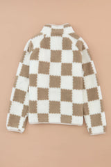 Checkered Snap Down Long Sleeve Jacket