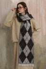 Fringe Argyle Polyester Scarf | Hanalas