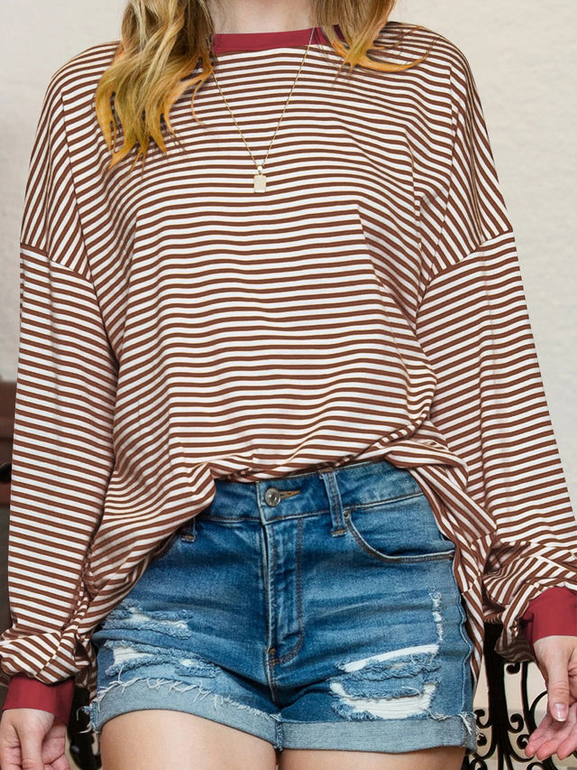 Contrast Striped Long Sleeve Sweatshirt | Hanalas