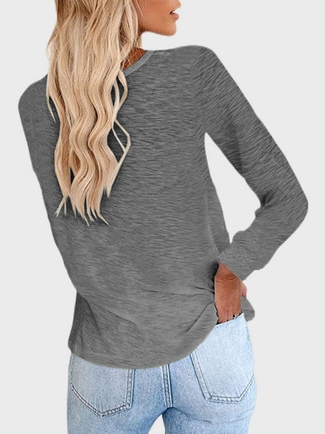 Full Size Round Neck Long Sleeve T-Shirt | Hanalas