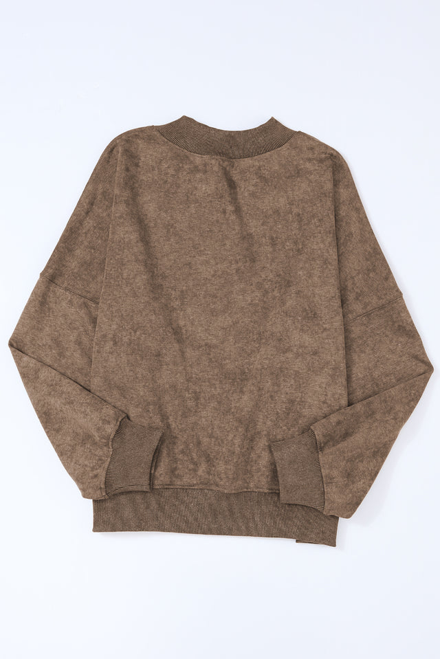 Mock Neck Dropped Shoulder Sweatshirt | Hanalas