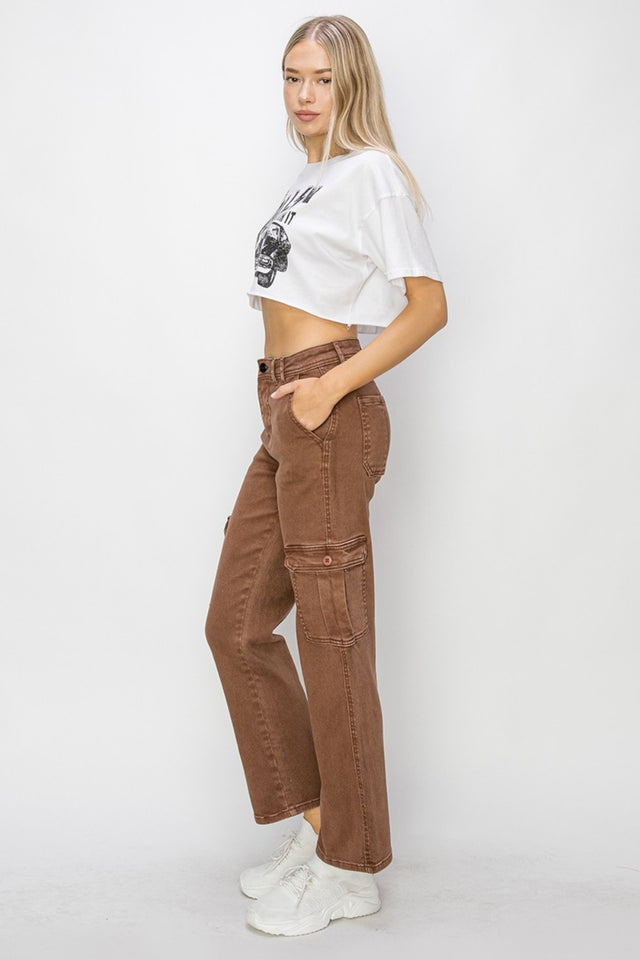 Risen Full Size High Rise Cargo Jeans Trendsi Hanalas