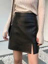 PU Leather Slit Mini Skirt Trendsi Hanalas