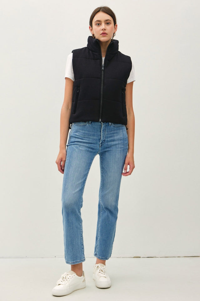 Be Cool Zip Up Turtleneck Puffer Vest with Pockets Trendsi Hanalas