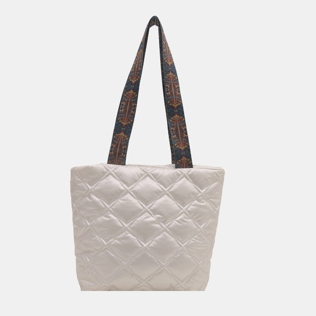 PU Leather Printed Strap Quilted Handbag | Hanalas