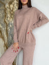 Turtleneck Long Sleeve Top and Drawstring Pants Sweater Set | Hanalas