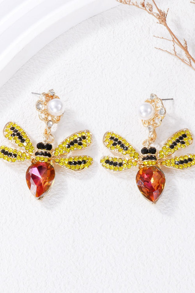 Natural Stone Bee Dangle Earrings | Hanalas