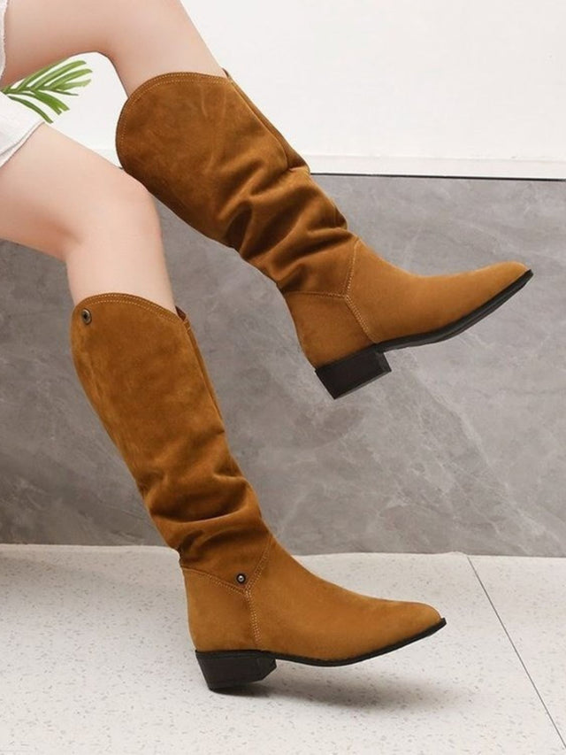 Point Toe Block Heel Boots | Hanalas