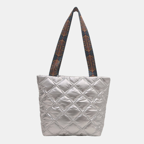 PU Leather Printed Strap Quilted Handbag | Hanalas