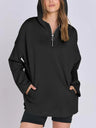 Quarter Zip Long Sleeve Hoodie | Hanalas