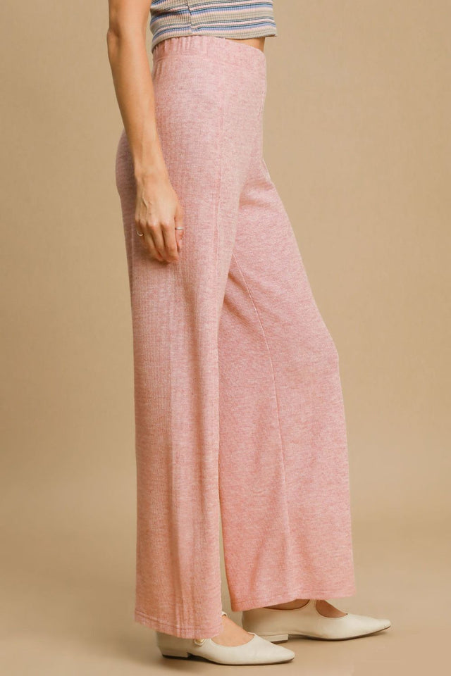 Umgee Elastic Waist Wide Leg Knit Pants | Hanalas