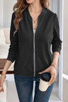 Baseball Collar Zip Up Long Sleeve Jacket Trendsi Hanalas