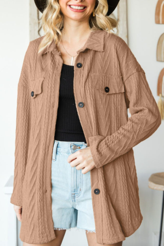 Button Up Drop Shoulder Jacket | Hanalas