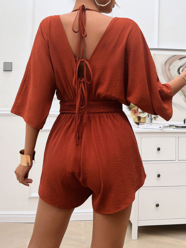 Devine Smocked Tie Back Romper | Hanalas