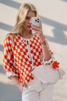 Double Take Tied Checkered Dropped Shoulder Flounce Sleeve Cardigan