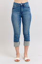 Judy Blue Full Size Skinny Cuff Capris Jeans with Pockets Plus Size | Hanalas