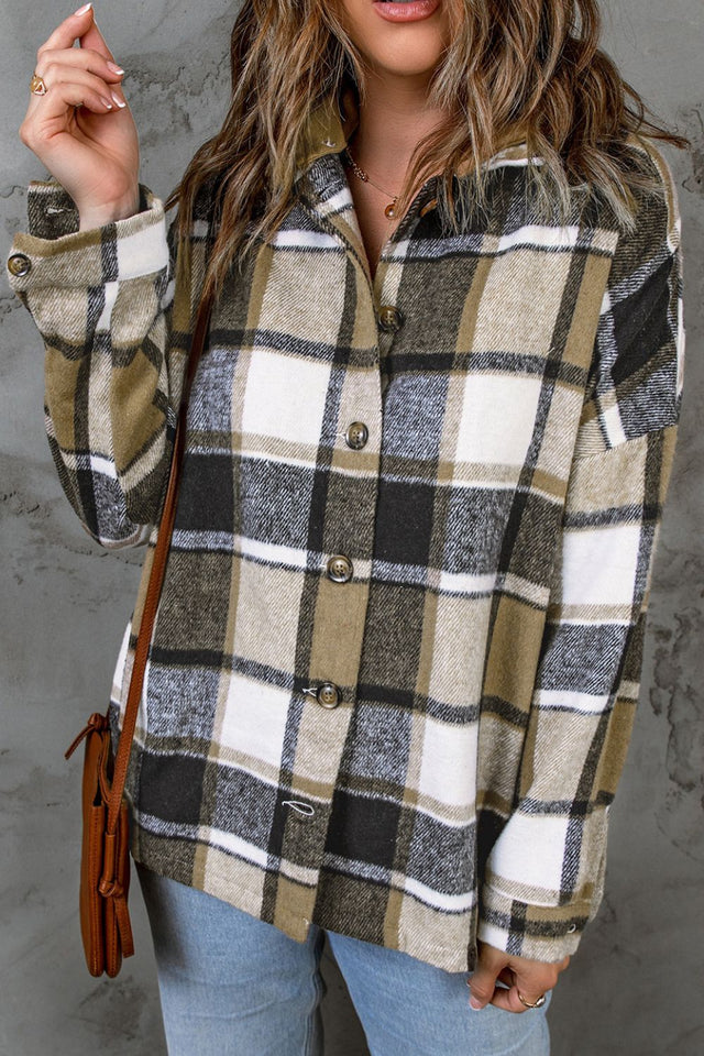 Plaid Button Up Hooded Shacket | Hanalas