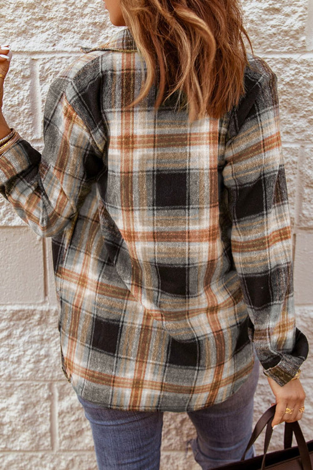 Plaid Collared Neck Button Up Long Sleeve Shirt | Hanalas