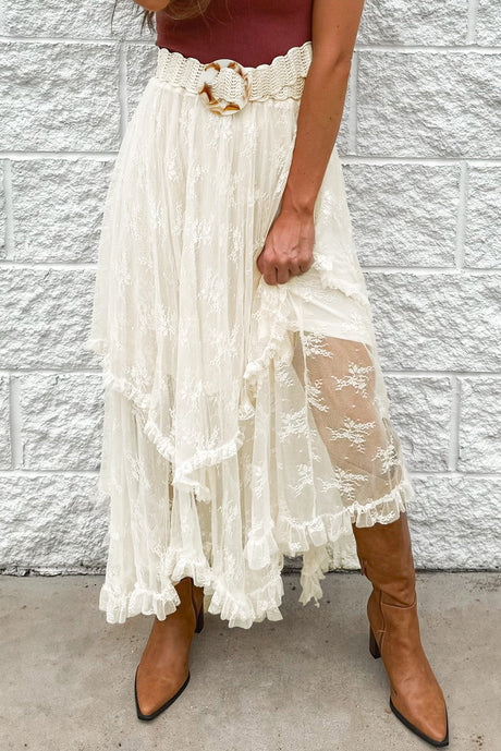 Lace Tiered Midi Skirt | Hanalas