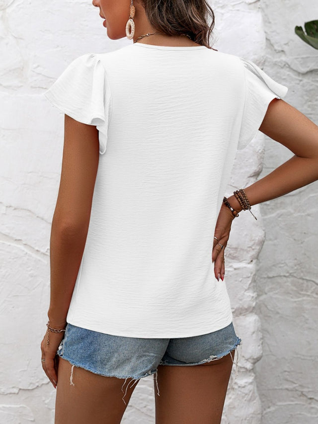 Mandy Round Neck Cap Sleeve T-Shirt | Hanalas