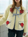 Embroidered Flower Tied Long Sleeve Winter Coat