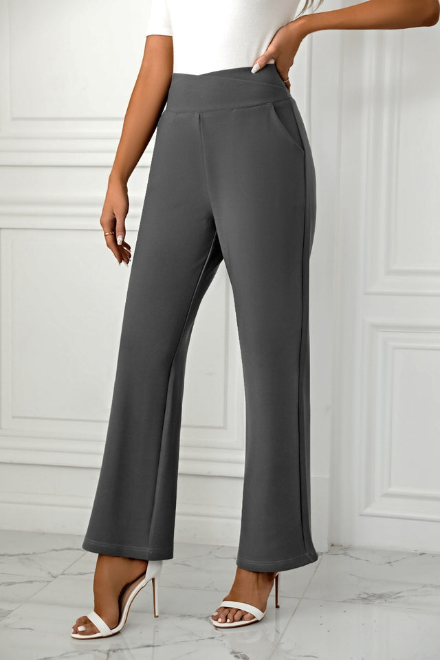 High Waist Straight Leg Pants | Hanalas