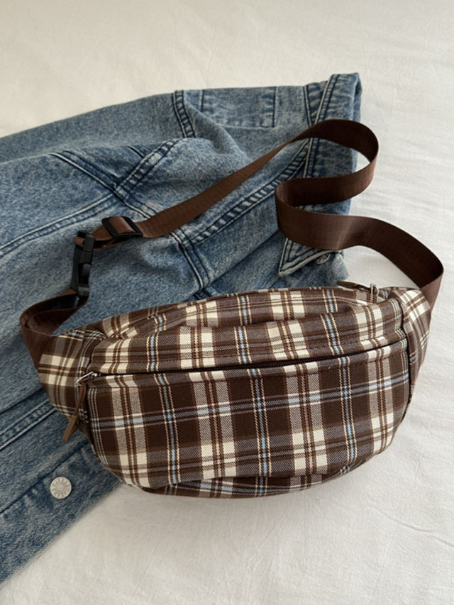 Plaid Adjustable Strap Crossbody Bag Trendsi Hanalas