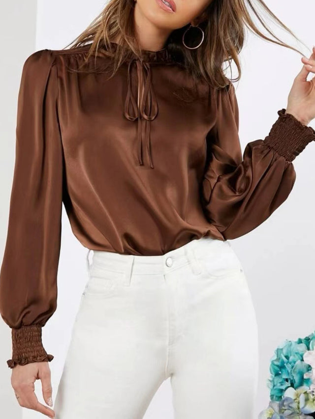 Frill Tied Lantern Sleeve Blouse | Hanalas