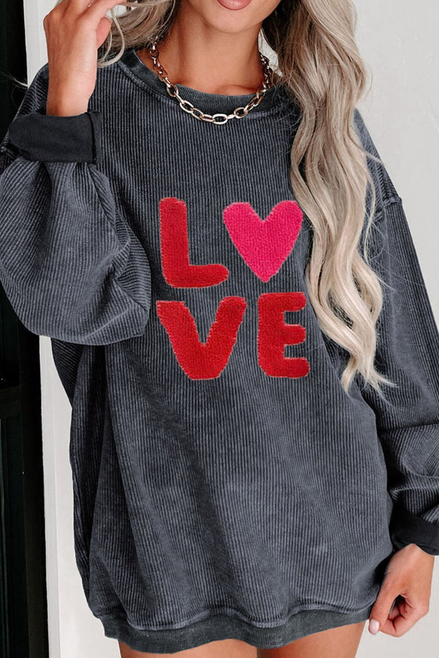 Valentine’s Day LOVE Round Neck Long Sleeve Sweatshirt | Hanalas