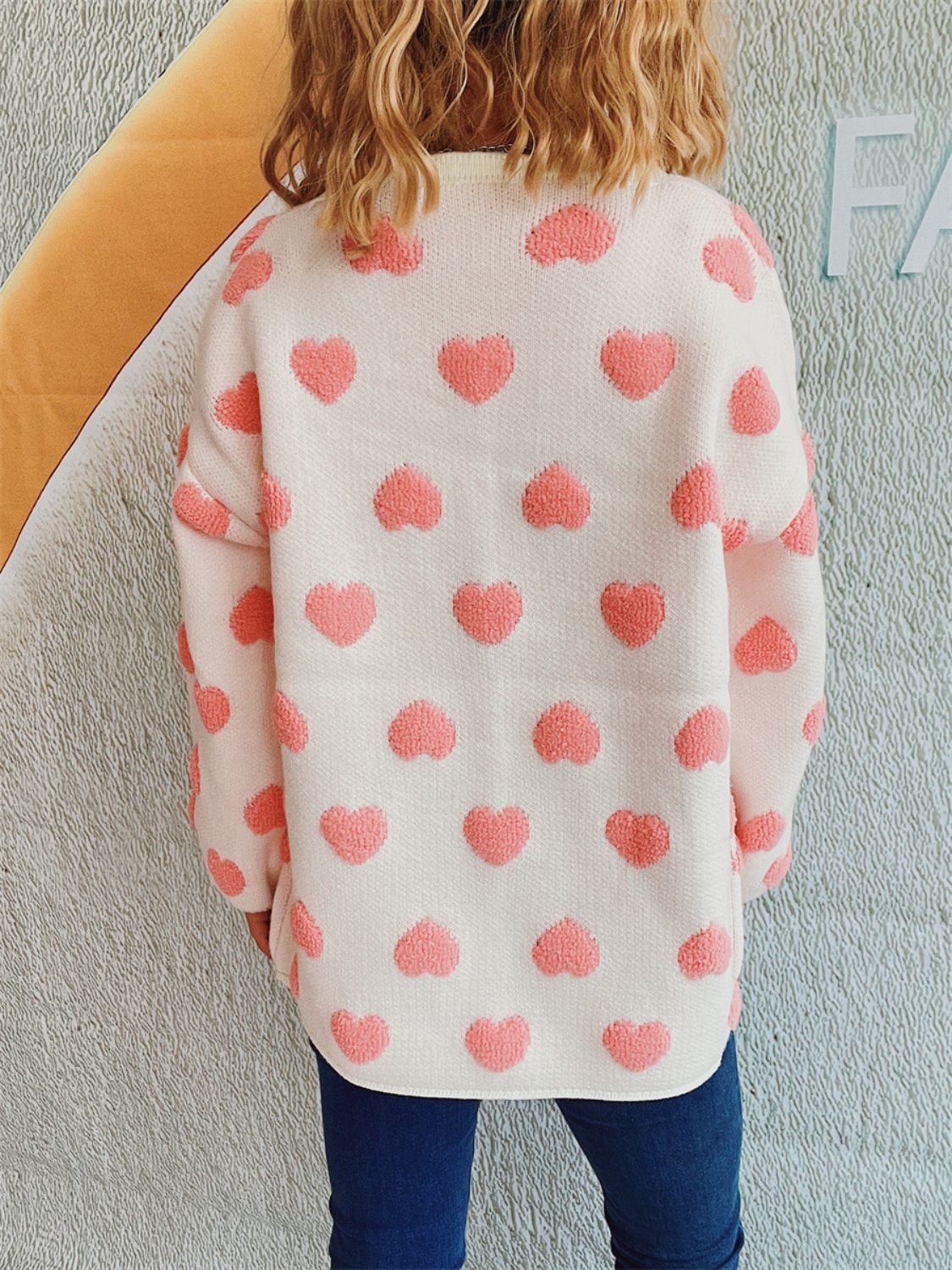 Heart Button Up Long Sleeve Cardigan