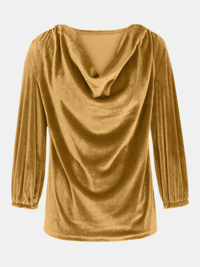 Cowl Neck Three-Quarter Sleeve Top | Hanalas