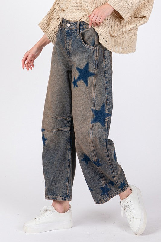 SAGE + FIG Star Wide Leg Jeans with Pockets | Hanalas