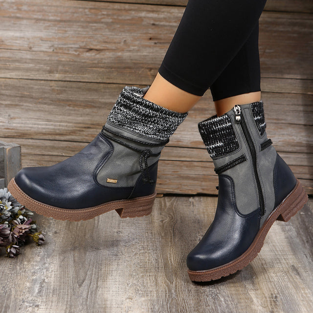 Side Zipper PU Leather Boots Trendsi Hanalas