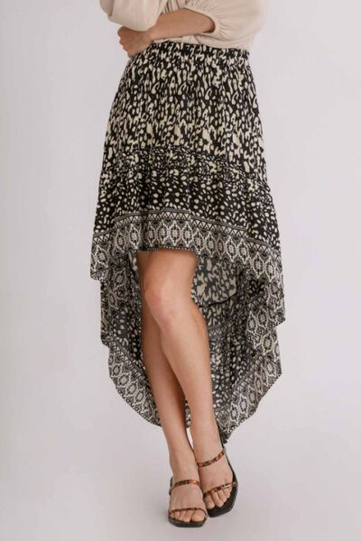 Umgee Full Size Animal Border Print High Low Knirt Plus Size | Hanalas