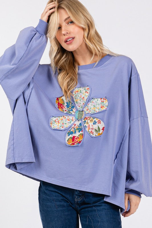 SAGE + FIG Flower Patch Dropped Shoulder Oversize Top | Hanalas