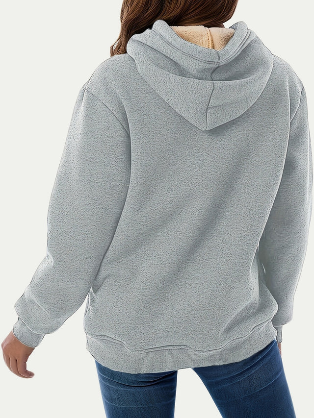 Drawstring Long Sleeve Hoodie with Kangaroo Pocket | Hanalas