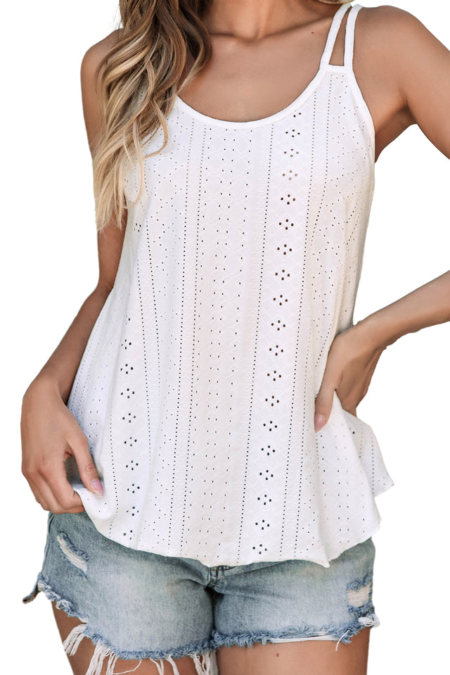 Pink Eyelet Strappy Scoop-Neck Tank Top | Hanalas