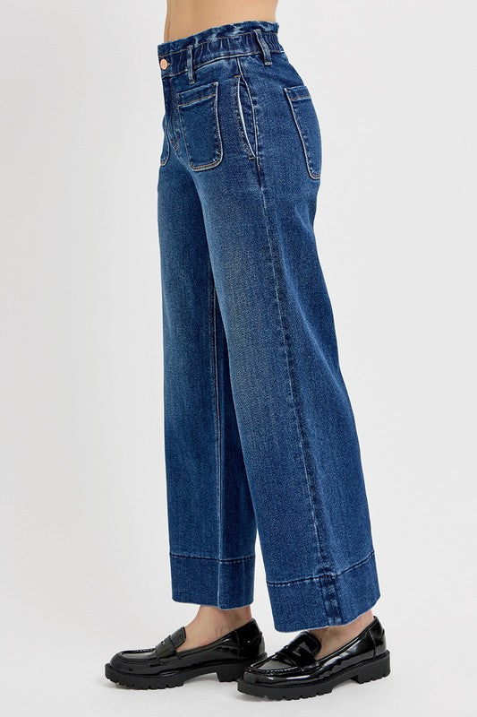 RISEN Elastic Band Wide Leg Jeans | Hanalas