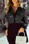 Sequin Collared Neck Long Sleeve Shirt